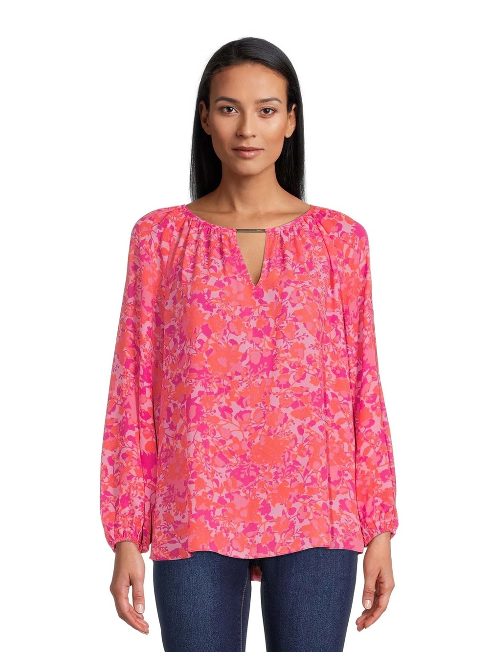The Pioneer Woman Floral Keyhole Long Sleeve Top